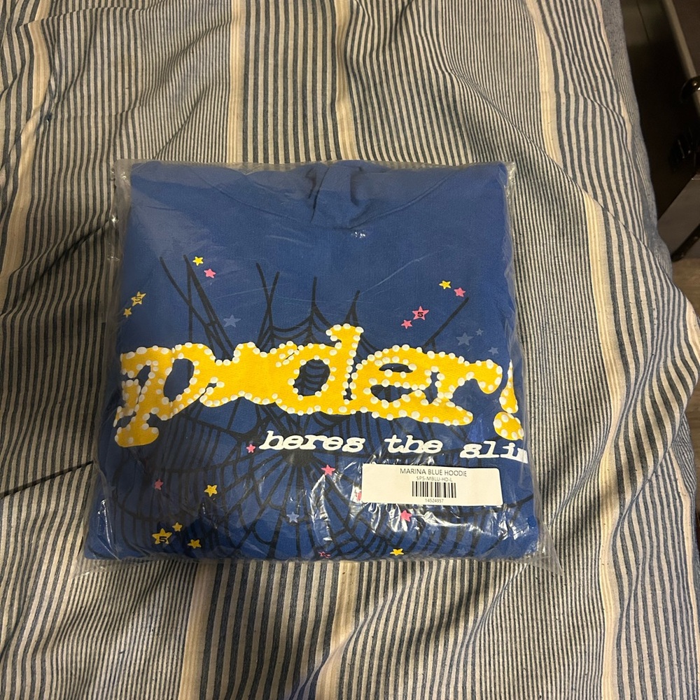 COPY - Sp5der hoodie blue xl